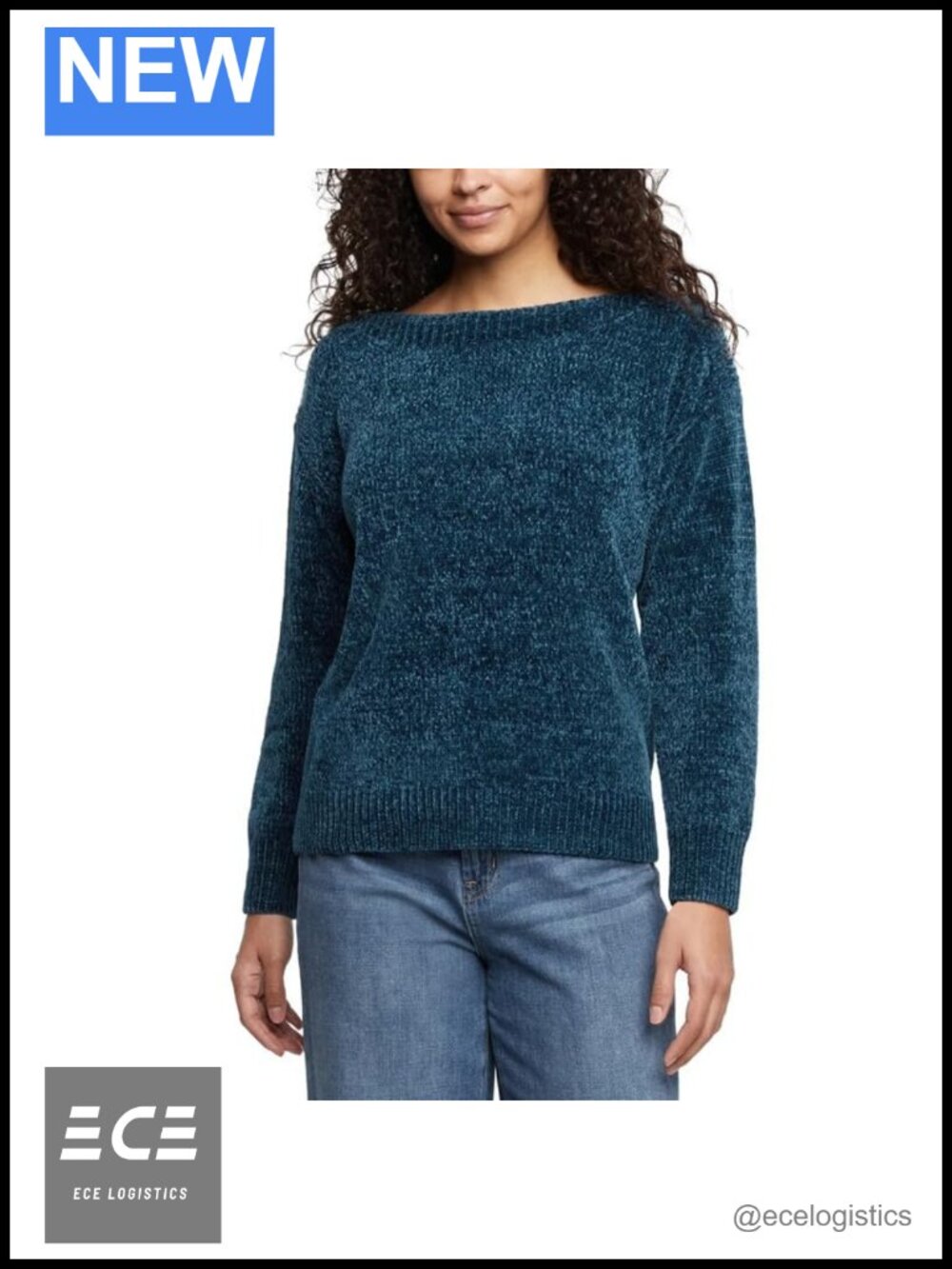 Boatneck Chenille Sweater Soft Textured Knit Cozy Pullover Relaxed Fit